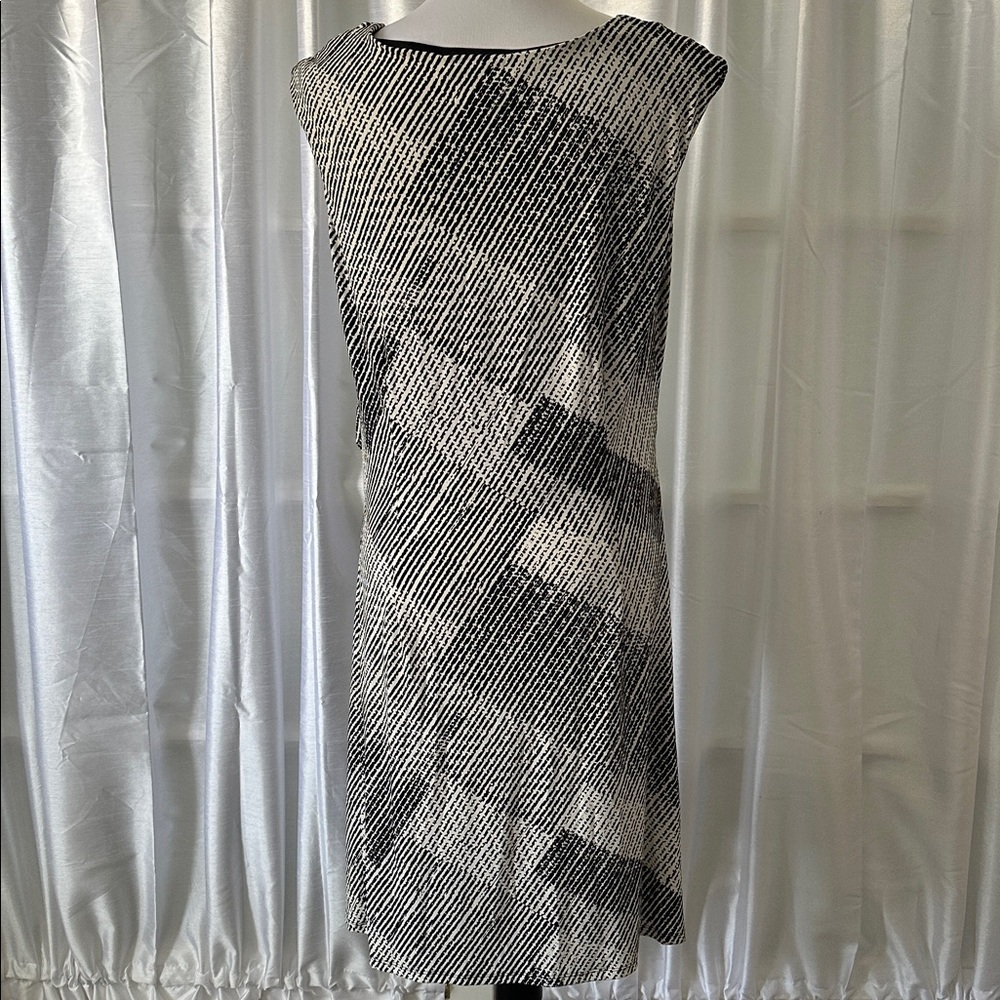White House Black Market Cowl Neck Midi Dress Sz L/ Black, White - Picture 6 of 8